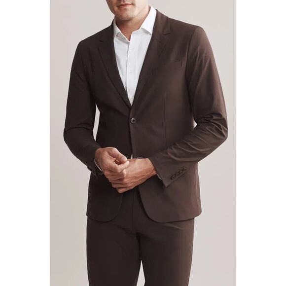 Rhone Commuter Blazer Mens Large Brown Slim Fit Sport Coat Performance Flex Knit - Picture 11 of 11